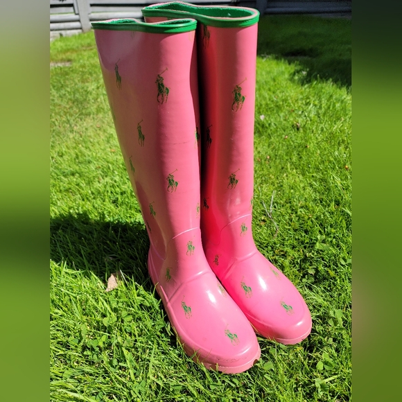 Ralph Lauren pink Perla rainboots Wmn 6B - Picture 2 of 12